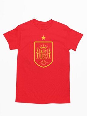 NEW Spain Espana National Soccer Team Big Logo T-Shirt RED